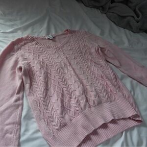 St. John's Bay Pink Cable Knit Scoop Neck Sweater